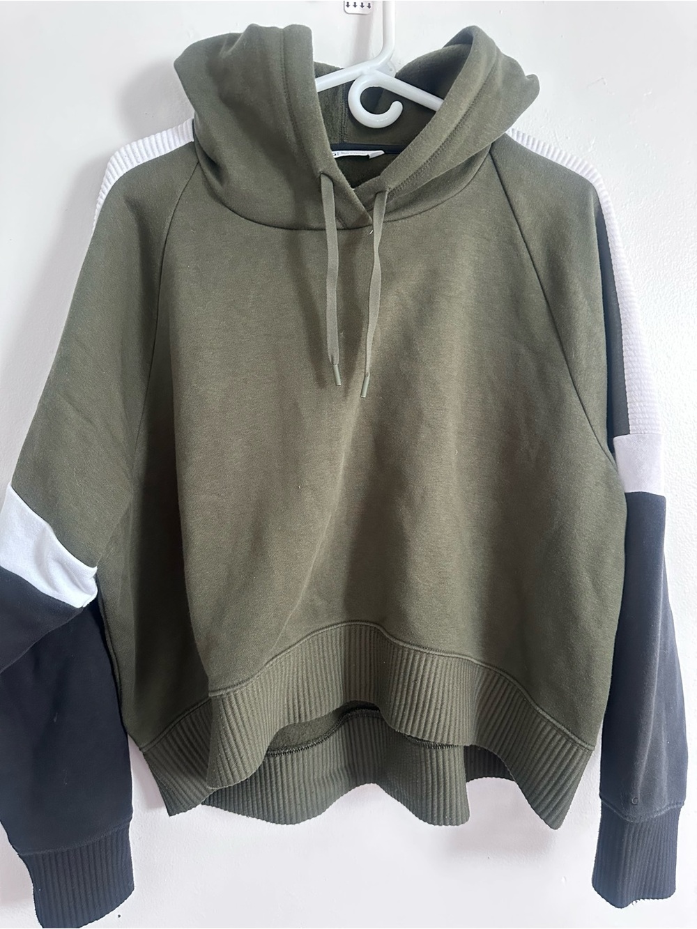 DSG Olive Green Hooded Sweater with Black and White Sleeve Panels